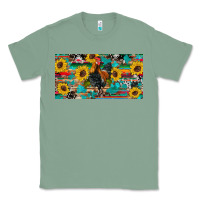 Sage western coop animals rooster sunflowers cowhide wooden serape glitter Classic Tee - Artiststas