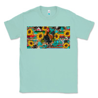 Seafoam western coop animals rooster sunflowers cowhide wooden serape glitter Classic Tee - Artiststas