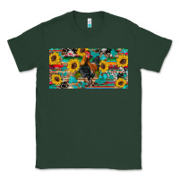 Sports Green western coop animals rooster sunflowers cowhide wooden serape glitter Classic Tee - Artiststas