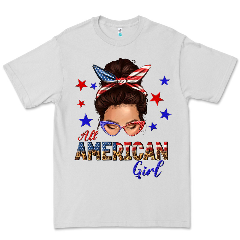 All American Girl Messy Bun Premium Tee by texasbilliewilder | Teevron