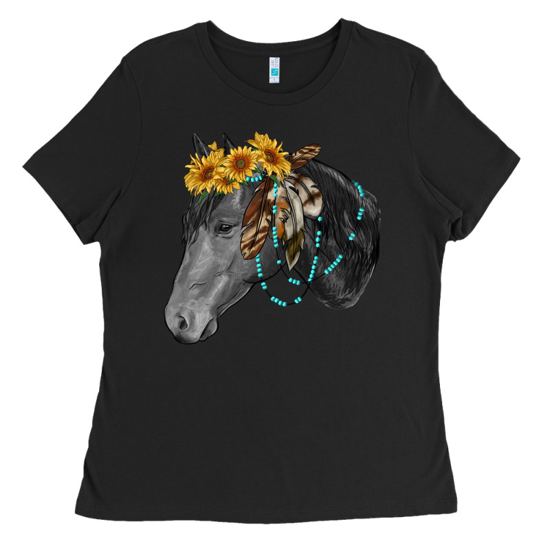Black And White Western Horse Ladies Tee by RanaPortraitStore | Teevron