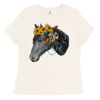 Bone black and white western horse Ladies Tee - RanaPortraitStore