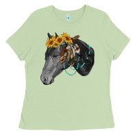 Matcha black and white western horse Ladies Tee - RanaPortraitStore