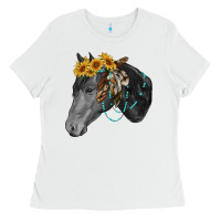 White black and white western horse Ladies Tee - RanaPortraitStore