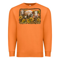 Carrot simmental bull and heifer with sunflowers Premium Sweatshirt - LillyAllenDesigns
