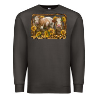 Smoke simmental bull and heifer with sunflowers Premium Sweatshirt - LillyAllenDesigns