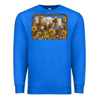 True Royal simmental bull and heifer with sunflowers Premium Sweatshirt - LillyAllenDesigns