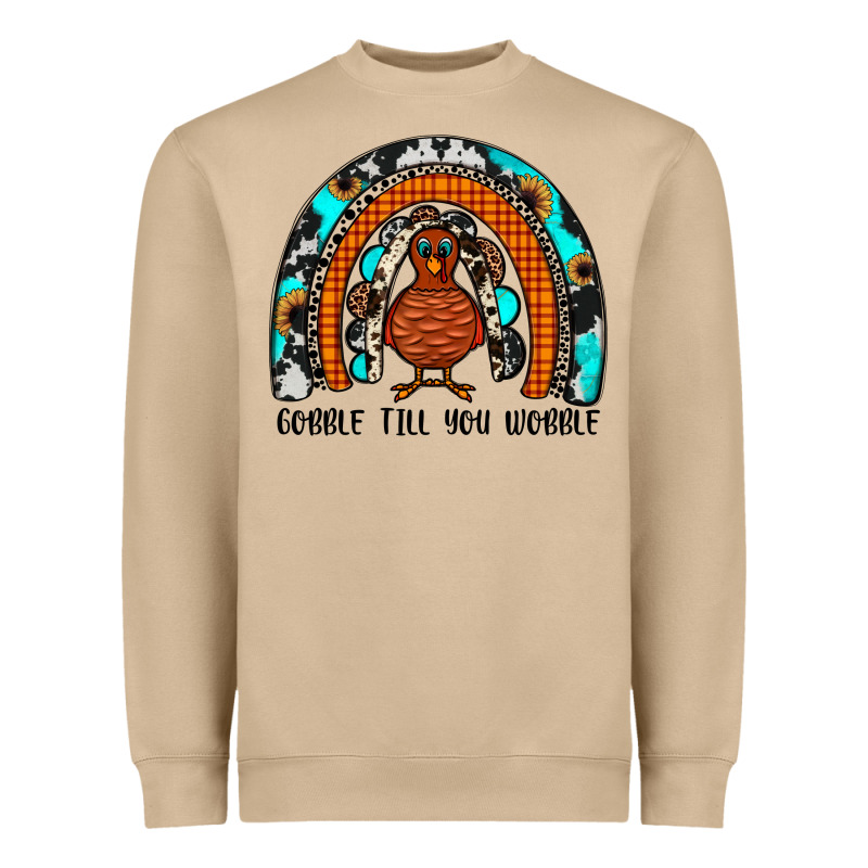 Gobble Till You Wobble Rainbow Heavyweight Sweatshirt by JahusDesignShop | Teevron