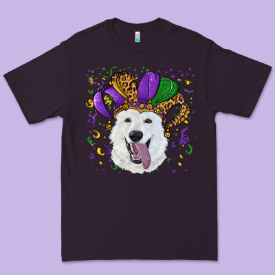 Premium Tee mardi gras hat  white shepherd