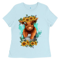 Baby Blue baby cow in a bucket Ladies Tee - RanaPortraitStore