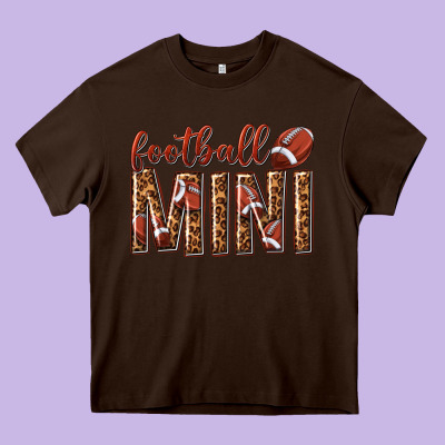 Football Mini With Leopard Heavy Core Tee Designed By Texasbilliewilder