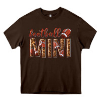 Chocolate Brown football mini with leopard Heavy Core Tee - texasbilliewilder