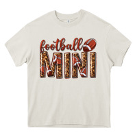 Cream football mini with leopard Heavy Core Tee - texasbilliewilder