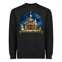 Black Christmas church and snow grace and mercy Heavyweight Sweatshirt - AdoDesignShop