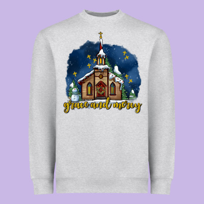 Christmas Church And Snow Grace And Mercy Heavyweight Sweatshirt Designed By Adodesignshop