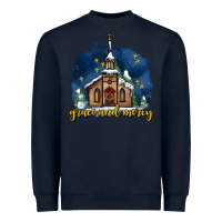Navy Christmas church and snow grace and mercy Heavyweight Sweatshirt - AdoDesignShop
