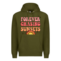 Army Green forever chasing sunsets Premium Hoodie - JahusDesignShop