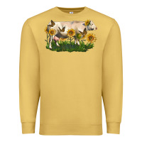 Antique Gold charolais cow with sunflower Premium Sweatshirt - LillyAllenDesigns