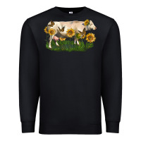 Black charolais cow with sunflower Premium Sweatshirt - LillyAllenDesigns