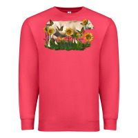 Cardinal charolais cow with sunflower Premium Sweatshirt - LillyAllenDesigns