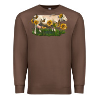 Chestnut charolais cow with sunflower Premium Sweatshirt - LillyAllenDesigns