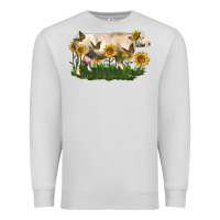Dove Grey charolais cow with sunflower Premium Sweatshirt - LillyAllenDesigns