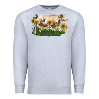 Heather Grey charolais cow with sunflower Premium Sweatshirt - LillyAllenDesigns