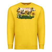 Lemon charolais cow with sunflower Premium Sweatshirt - LillyAllenDesigns