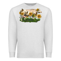 Oatmeal Heather charolais cow with sunflower Premium Sweatshirt - LillyAllenDesigns