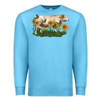 Ocean Blue charolais cow with sunflower Premium Sweatshirt - LillyAllenDesigns
