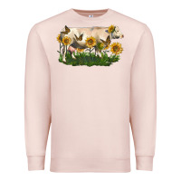 Pale Pink charolais cow with sunflower Premium Sweatshirt - LillyAllenDesigns