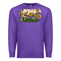 Purple charolais cow with sunflower Premium Sweatshirt - LillyAllenDesigns