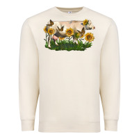 Sandshell charolais cow with sunflower Premium Sweatshirt - LillyAllenDesigns