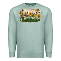 Seafoam charolais cow with sunflower Premium Sweatshirt - LillyAllenDesigns