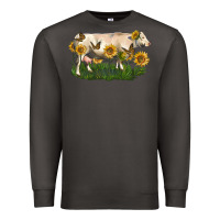 Smoke charolais cow with sunflower Premium Sweatshirt - LillyAllenDesigns