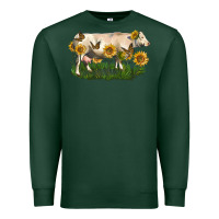 Sports Green charolais cow with sunflower Premium Sweatshirt - LillyAllenDesigns