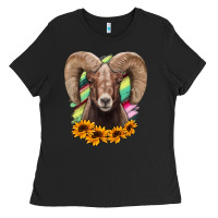 Black bighorn sheep Ladies Tee - RanaPortraitStore