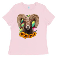 Bubblegum Pink bighorn sheep Ladies Tee - RanaPortraitStore