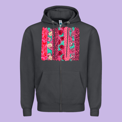 Valentines Day Brushstroke Zipper Hoodie Designed By Nancycooperartshop