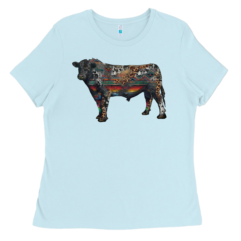 Black Angus Bull With Western Patterns Ladies Tee by RanaPortraitStore | Teevron