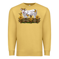 Antique Gold charolais calf with sunflowers Premium Sweatshirt - LillyAllenDesigns