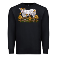 Black charolais calf with sunflowers Premium Sweatshirt - LillyAllenDesigns
