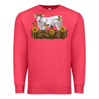Cardinal charolais calf with sunflowers Premium Sweatshirt - LillyAllenDesigns