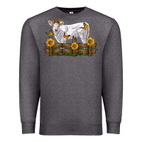 Charcoal Heather charolais calf with sunflowers Premium Sweatshirt - LillyAllenDesigns