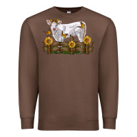 Chestnut charolais calf with sunflowers Premium Sweatshirt - LillyAllenDesigns