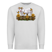 Dove Grey charolais calf with sunflowers Premium Sweatshirt - LillyAllenDesigns