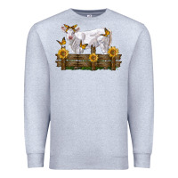 Heather Grey charolais calf with sunflowers Premium Sweatshirt - LillyAllenDesigns