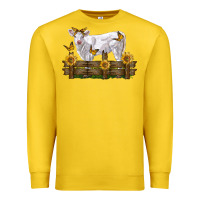 Lemon charolais calf with sunflowers Premium Sweatshirt - LillyAllenDesigns