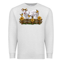 Oatmeal Heather charolais calf with sunflowers Premium Sweatshirt - LillyAllenDesigns