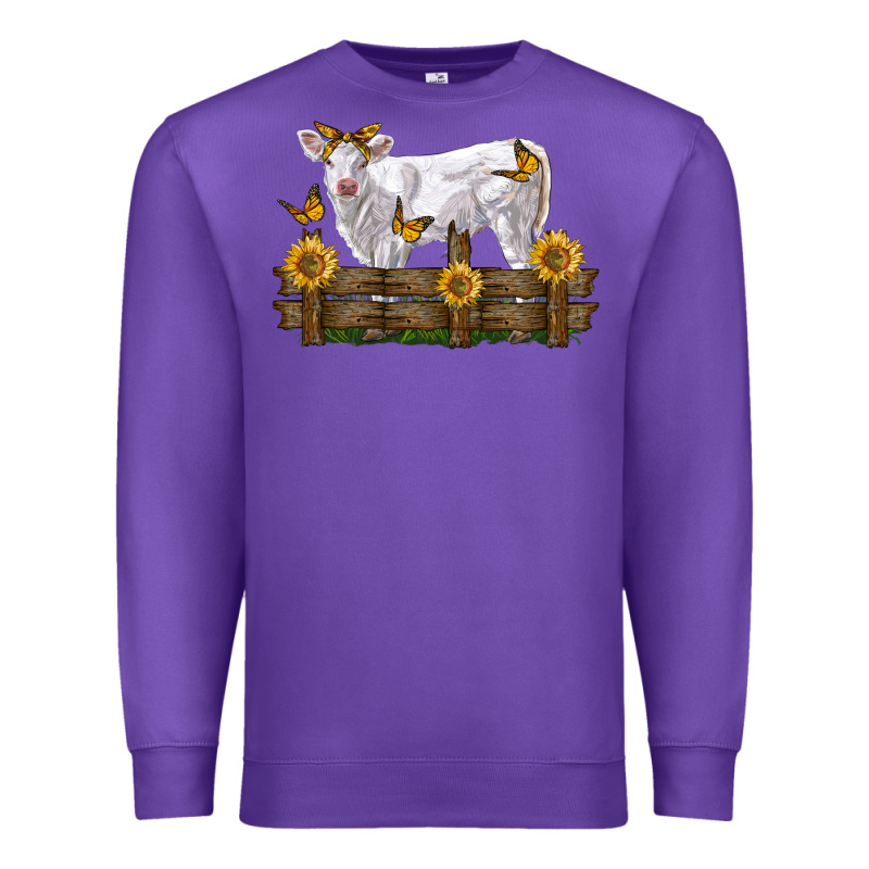 Charolais Calf With Sunflowers Premium Sweatshirt by LillyAllenDesigns | Teevron